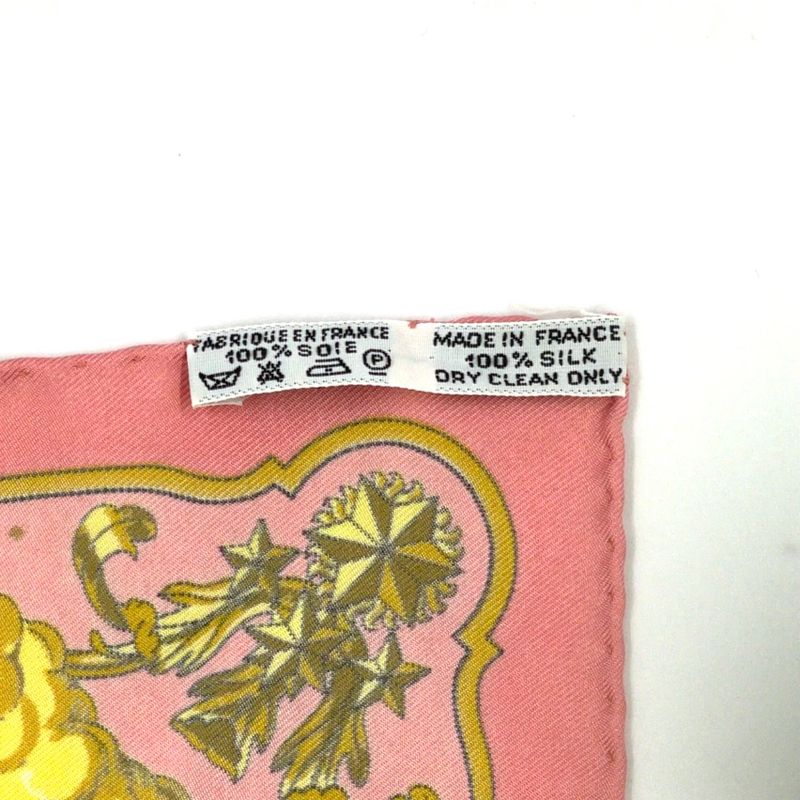 Hermes Mini Carré Petit Carré Carriage-print Silk Pink Scarf