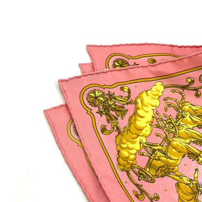 Hermes Mini Carré Petit Carré Carriage-print Silk Pink Scarf