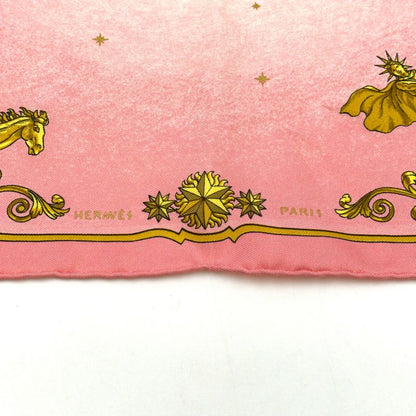 Hermes Mini Carré Petit Carré Carriage-print Silk Pink Scarf