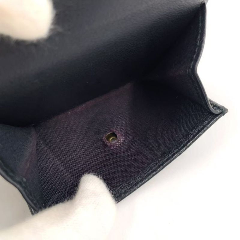 Balenciaga Leather Paper Mini Leather Black Trifold Wallet Silver