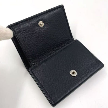 Balenciaga Leather Paper Mini Leather Black Trifold Wallet Silver