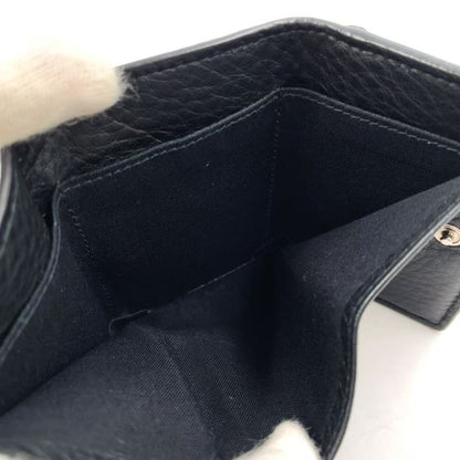 Balenciaga Leather Paper Mini Leather Black Trifold Wallet Silver