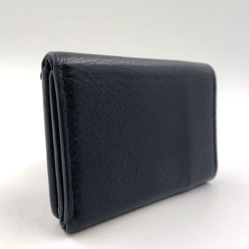 Balenciaga Leather Paper Mini Leather Black Trifold Wallet Silver