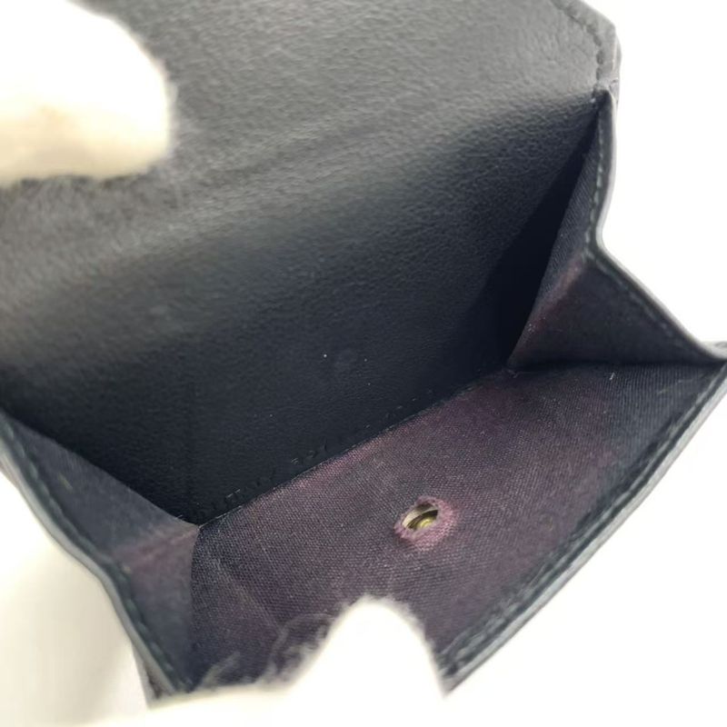 Balenciaga Leather Paper Mini Leather Black Trifold Wallet Silver