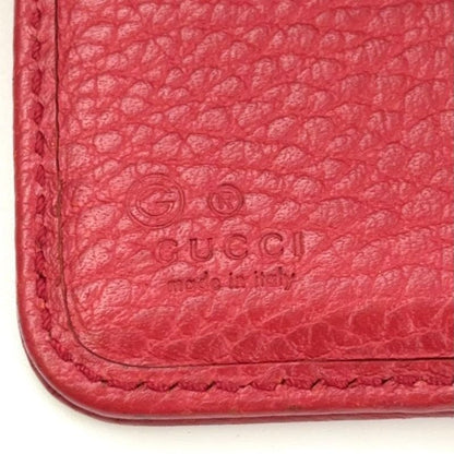 Gucci GG Pattern Compact Zip Fold Leather X Canvas Beige X Red Wallet Gold