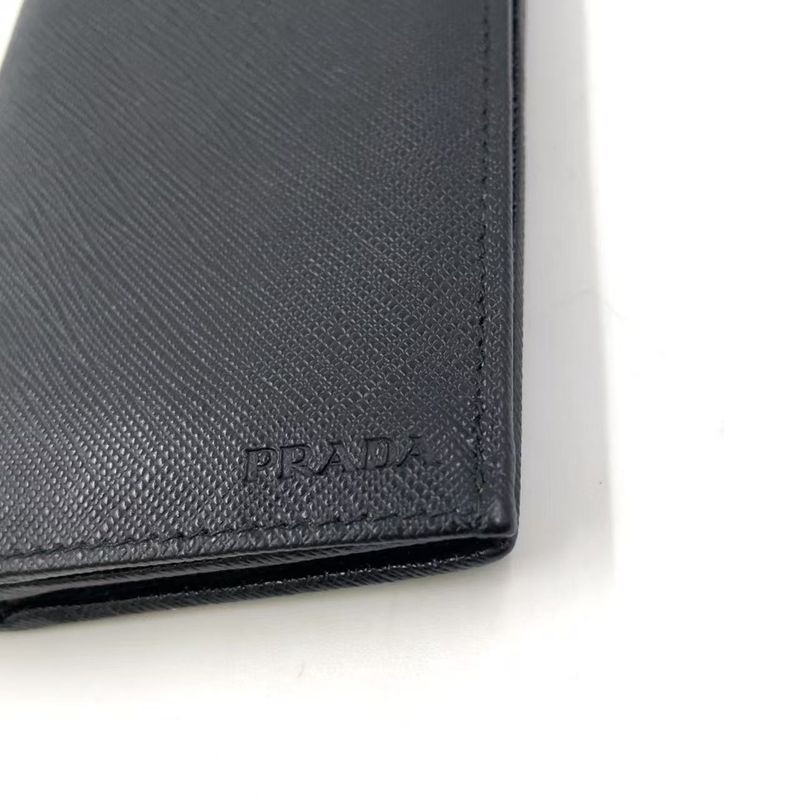 Prada Saffiano Leather Black Long Wallet Silver
