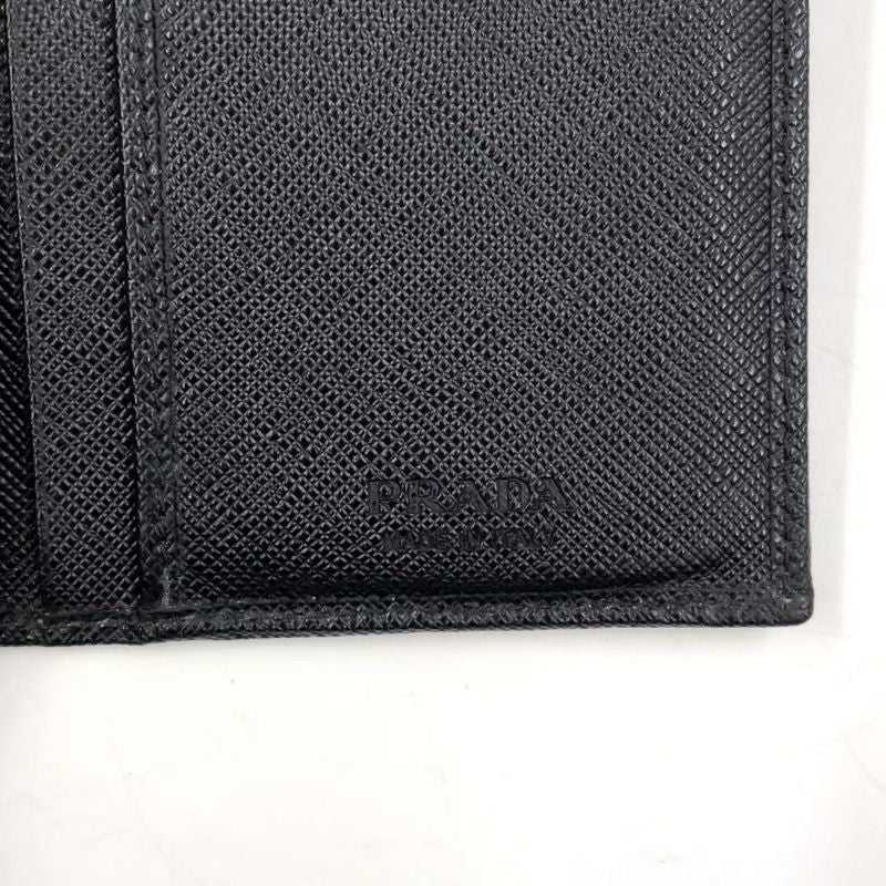 Prada Saffiano Leather Black Long Wallet Silver