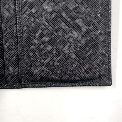 Prada Saffiano Leather Black Long Wallet Silver