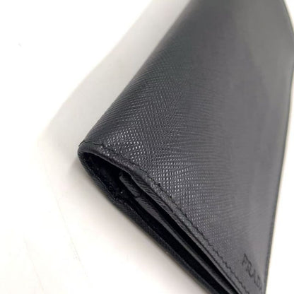 Prada Saffiano Leather Black Long Wallet Silver