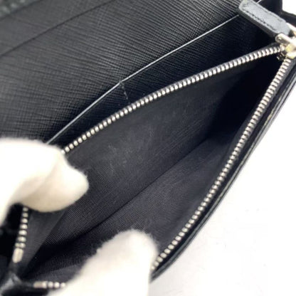 Prada Saffiano Leather Black Long Wallet Silver