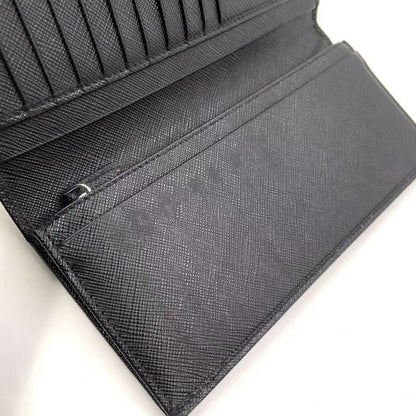 Prada Saffiano Leather Black Long Wallet Silver