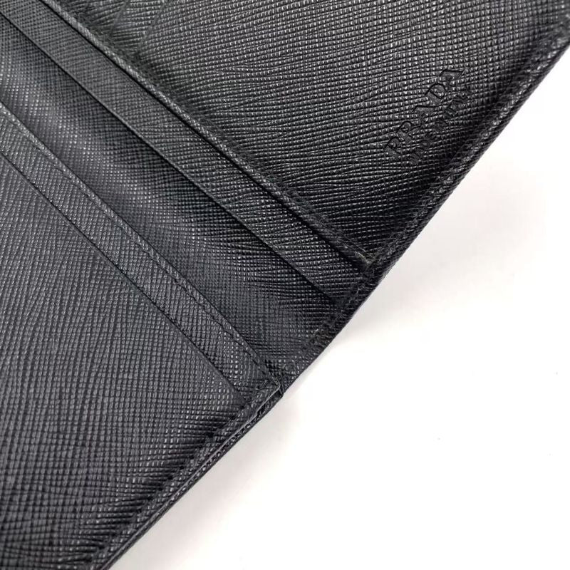 Prada Saffiano Leather Black Long Wallet Silver