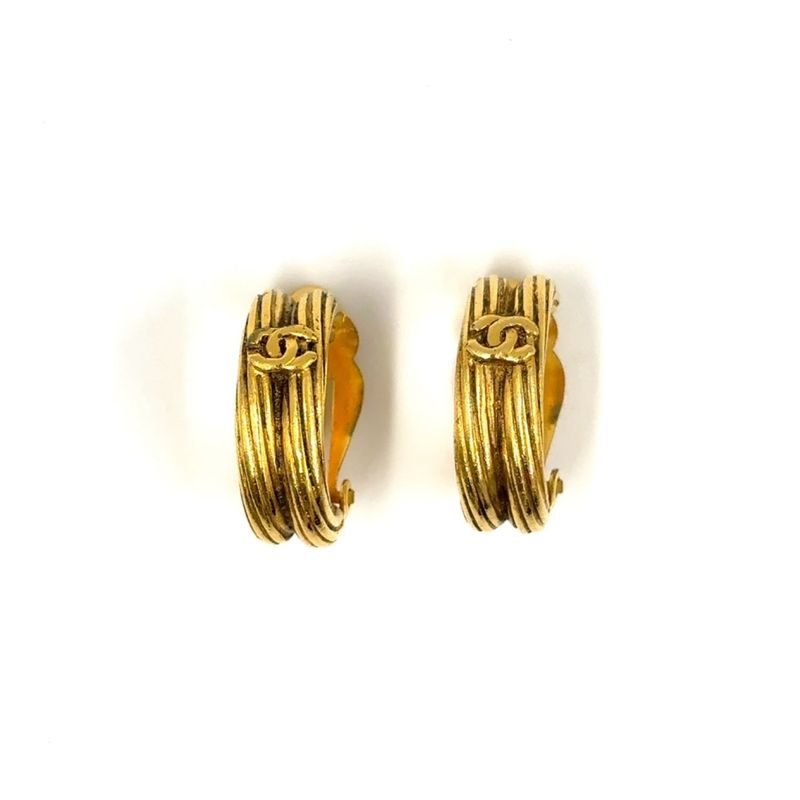 Chanel Coco Mark Loop GP Gold Earrings