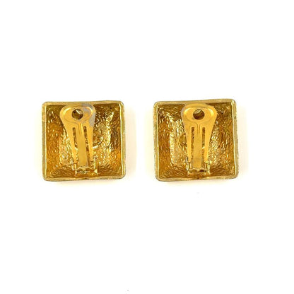 Chanel Coco Mark Square GP Gold And Black Earrings