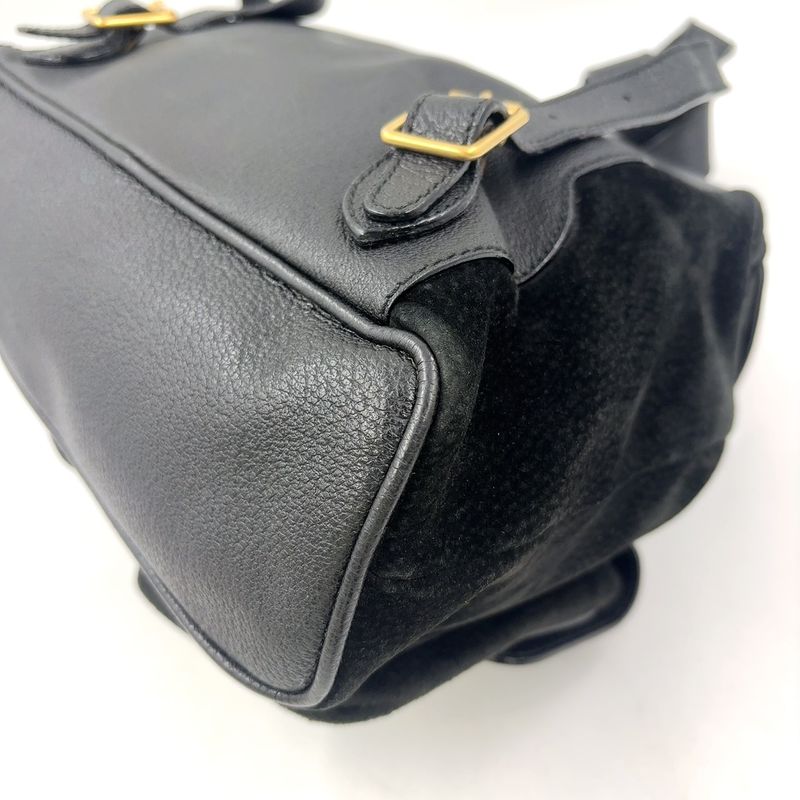 Gucci Bamboo Suede Backpack Sac Leather X Suede Black Backpack Gold 0032 058