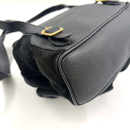 Gucci Bamboo Suede Backpack Sac Leather X Suede Black Backpack Gold 0032 058