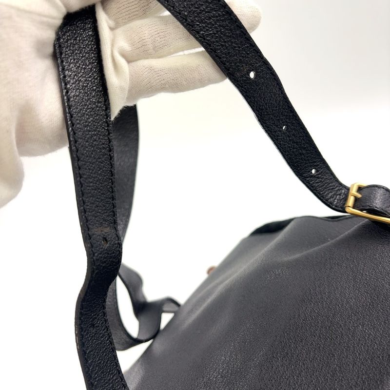 Gucci Bamboo Suede Backpack Sac Leather X Suede Black Backpack Gold 0032 058