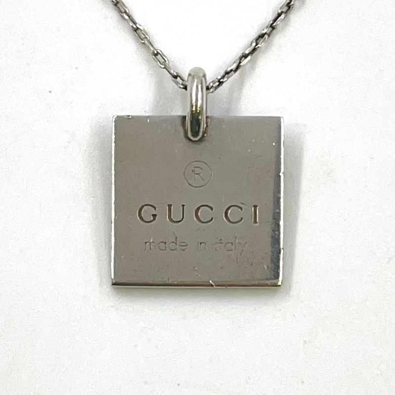 Gucci Pendant Logo Plate Sv925 Silver Necklace 223869