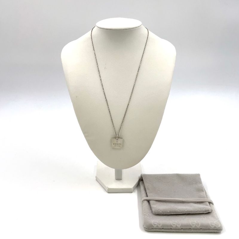 Gucci Pendant Logo Plate Sv925 Silver Necklace 223869