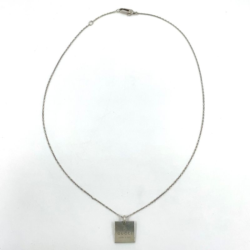 Gucci Pendant Logo Plate Sv925 Silver Necklace 223869