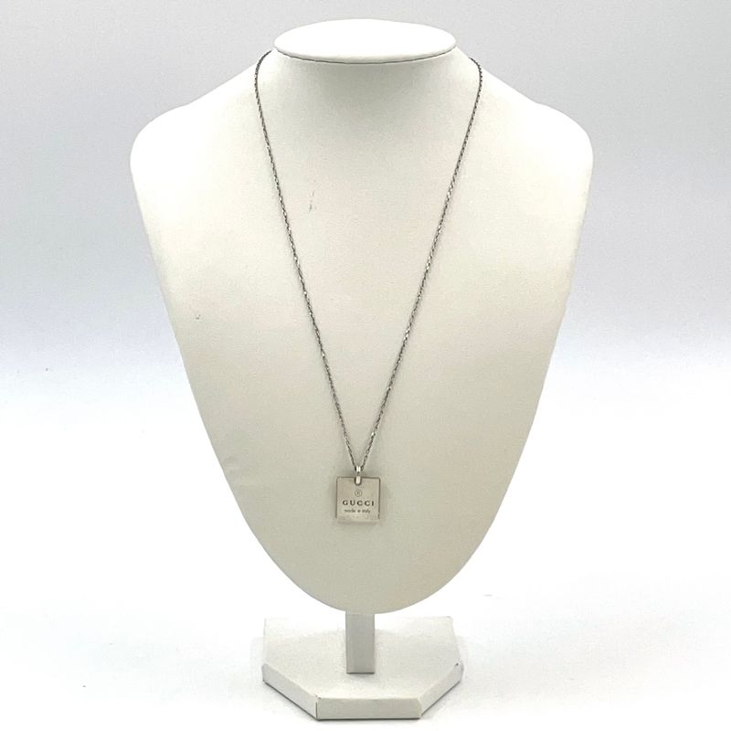 Gucci Pendant Logo Plate Sv925 Silver Necklace 223869