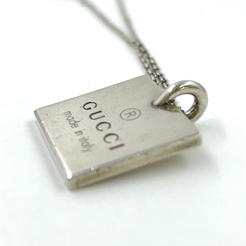 Gucci Pendant Logo Plate Sv925 Silver Necklace 223869