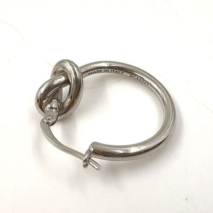 Celine Knot Small Hoop Rhodium Finish On One Side Only Metal Silver Earrings