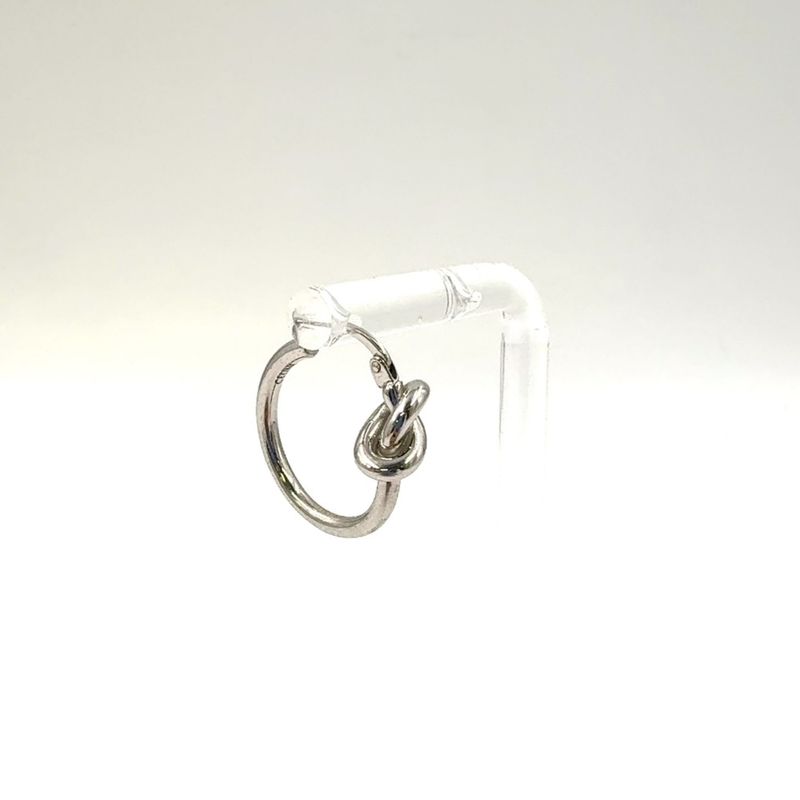 Celine Knot Small Hoop Rhodium Finish On One Side Only Metal Silver Earrings
