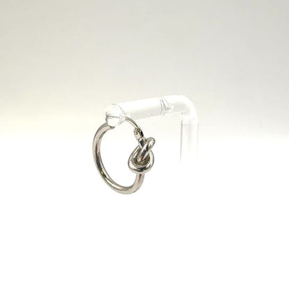 Celine Knot Small Hoop Rhodium Finish On One Side Only Metal Silver Earrings