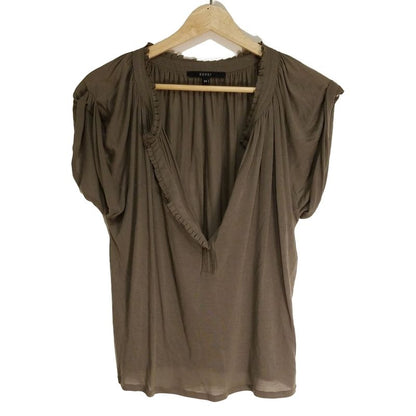 Gucci Short Sleeve Cut And Sewn Size XS Women - 142303x6049 Dark Brown Frill