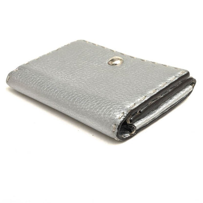 Fendi Card Case Business Card Holder Women Leather Genuine Silver 8m0217