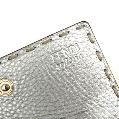 Fendi Card Case Business Card Holder Women Leather Genuine Silver 8m0217