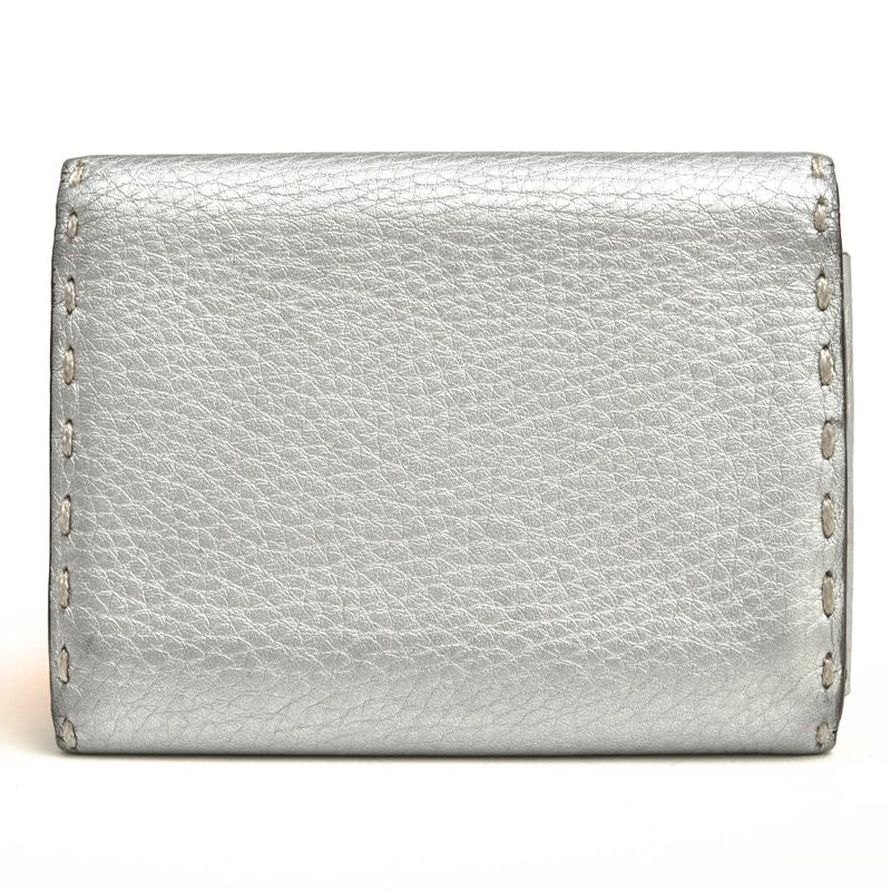 Fendi Card Case Business Card Holder Women Leather Genuine Silver 8m0217