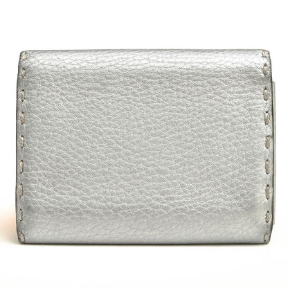 Fendi Card Case Business Card Holder Women Leather Genuine Silver 8m0217