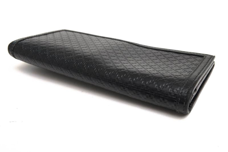Gucci Long Wallet Men Leather Genuine Black 225833 Diamante Bifold with Coin