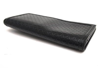 Gucci Long Wallet Men Leather Genuine Black 225833 Diamante Bifold with Coin