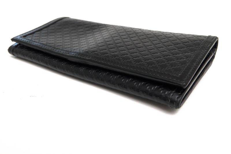 Gucci Long Wallet Men Leather Genuine Black 225833 Diamante Bifold with Coin