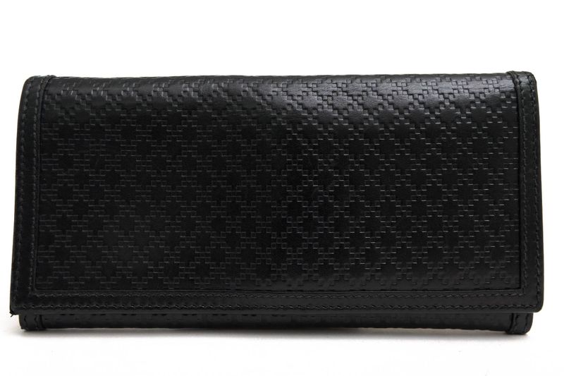 Gucci Long Wallet Men Leather Genuine Black 225833 Diamante Bifold with Coin