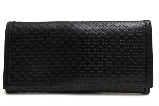 Gucci Long Wallet Men Leather Genuine Black 225833 Diamante Bifold with Coin