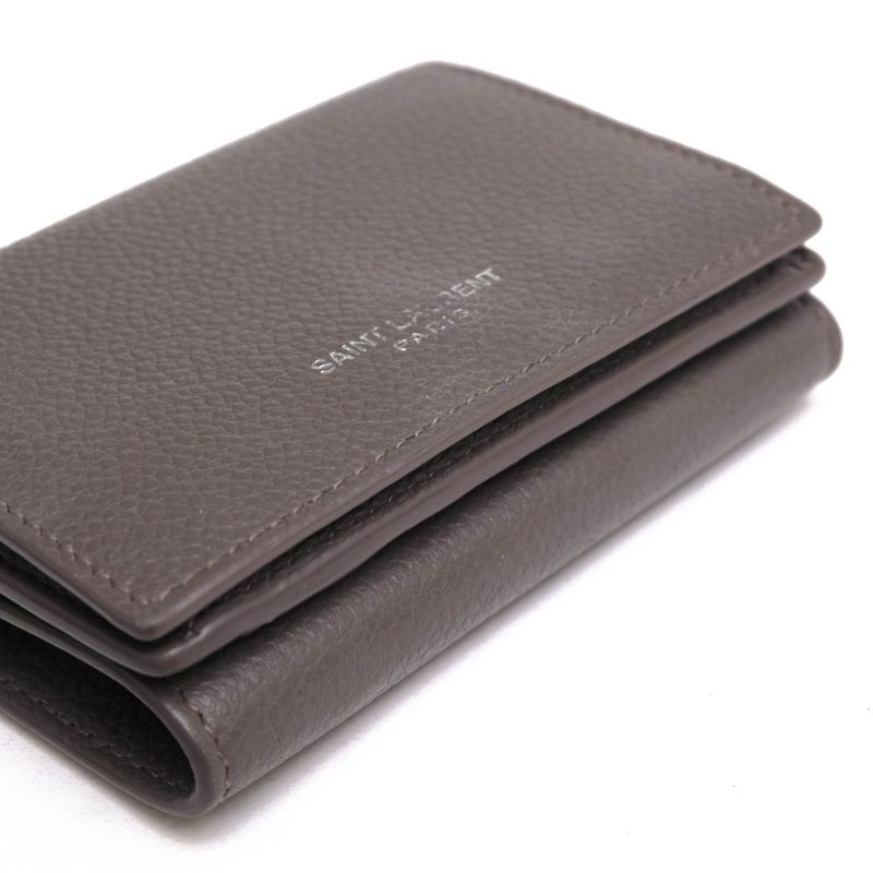 Saint Laurent/Yves Saint Laurent Wallet Women Leather Genuine Gray 459784 Tiny