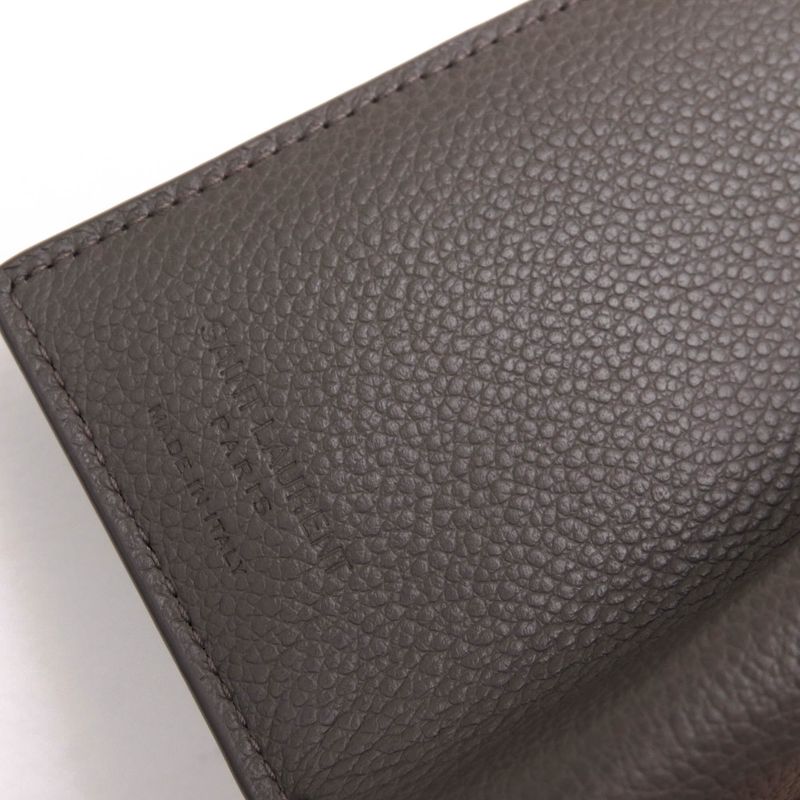 Saint Laurent/Yves Saint Laurent Wallet Women Leather Genuine Gray 459784 Tiny