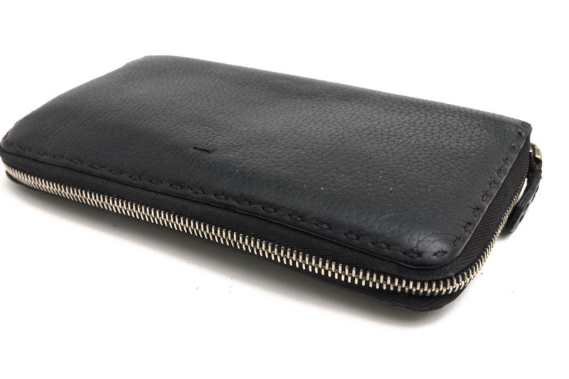 Fendi Long Wallet Men Leather Genuine Black 7m0210 Ndu F0qa1 Zip Around Cuoio
