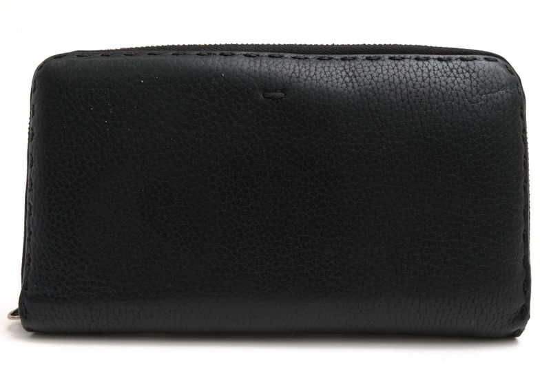 Fendi Long Wallet Men Leather Genuine Black 7m0210 Ndu F0qa1 Zip Around Cuoio