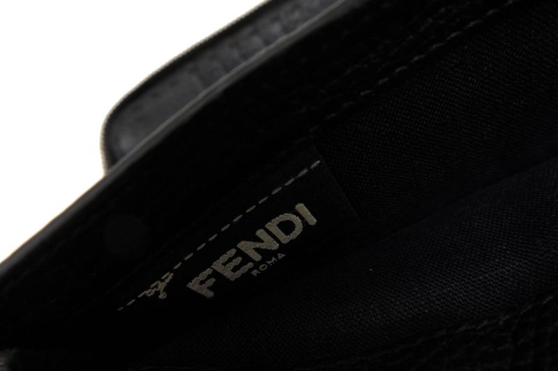 Fendi Long Wallet Men Leather Genuine Black 7m0210 Ndu F0qa1 Zip Around Cuoio