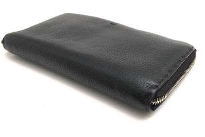 Fendi Long Wallet Men Leather Genuine Black 7m0210 Ndu F0qa1 Zip Around Cuoio