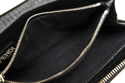 Fendi Long Wallet Men Leather Genuine Black 7m0210 Ndu F0qa1 Zip Around Cuoio