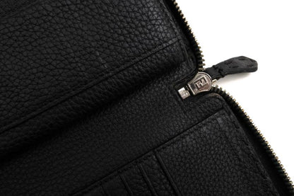 Fendi Long Wallet Men Leather Genuine Black 7m0210 Ndu F0qa1 Zip Around Cuoio