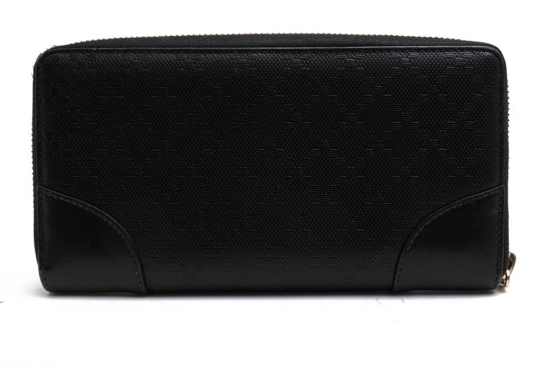 Gucci Wallet Women Leather Genuine Leather Black 354487 Signature Pattern