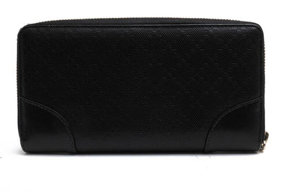 Gucci Wallet Women Leather Genuine Leather Black 354487 Signature Pattern