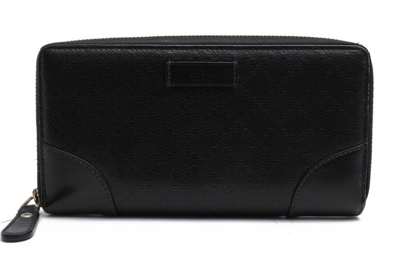 Gucci Wallet Women Leather Genuine Leather Black 354487 Signature Pattern